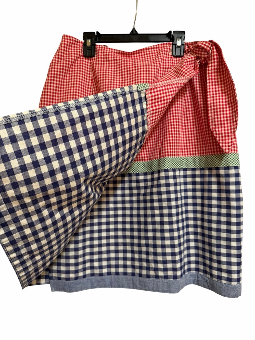 Barbara Gerwit Vintage 80s Red White & Blue Gingham Wrap Skirt Cotton Medium - Picture 4 of 7